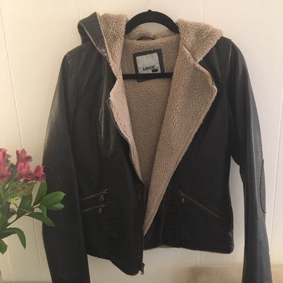 Levi’s Brown Leather Sherpa Jacket